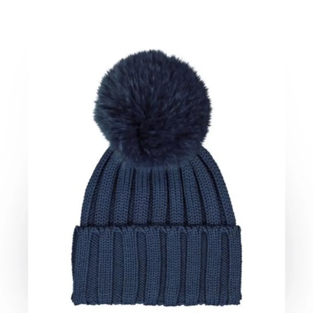 GIRLS CATYA 100% Lana Merino Wool  HAT Beanie WITH POM-POM, SIZE 6 NWOT